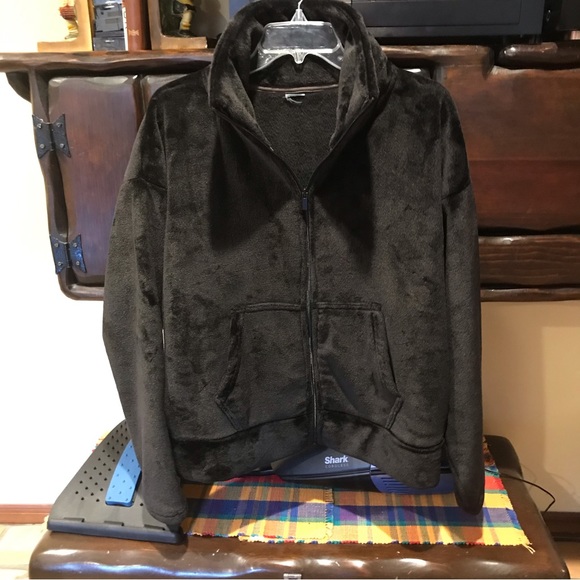 VELOUR CHOCOLATE BROWN BOMBER JACKET Large-XLarge NWOT - Picture 8 of 15